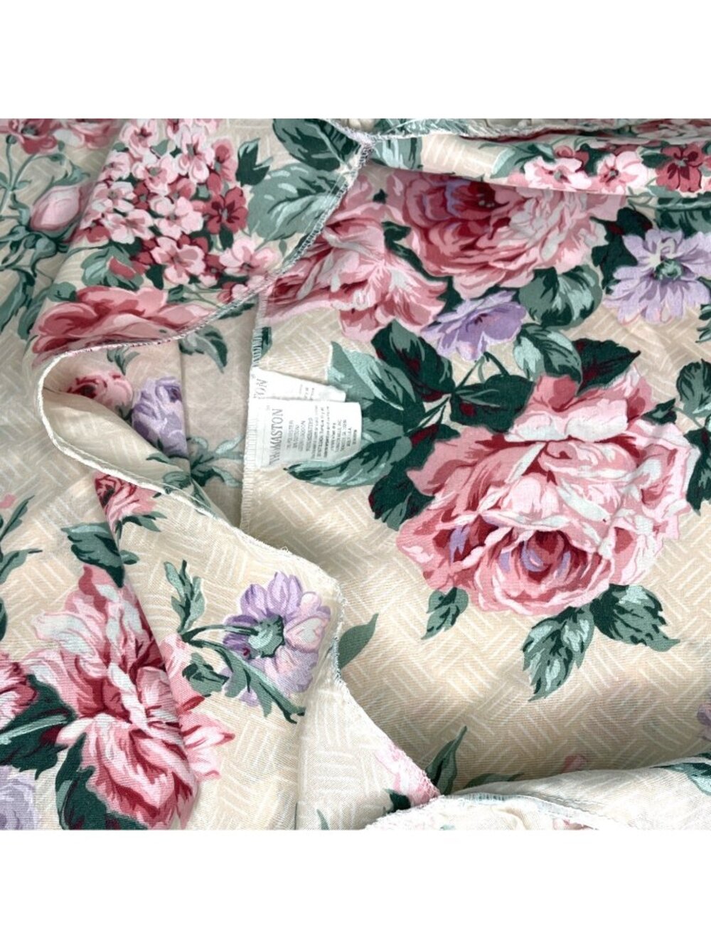 VTG Shabby Chic Cottagecore Floral Ruffled Pillow Sham Pink Cabbage Rose Flower - Picture 5 of 8